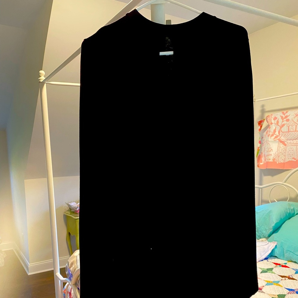Black stretch jersey keyhole float sleeve dress